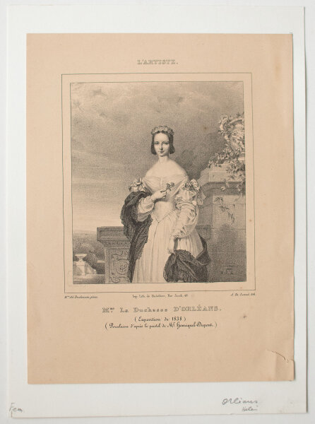 Francois Joseph Aime de Lemud - Bildnis Helene zu Mecklenburg-Schwerin - Lithografie - um 1840