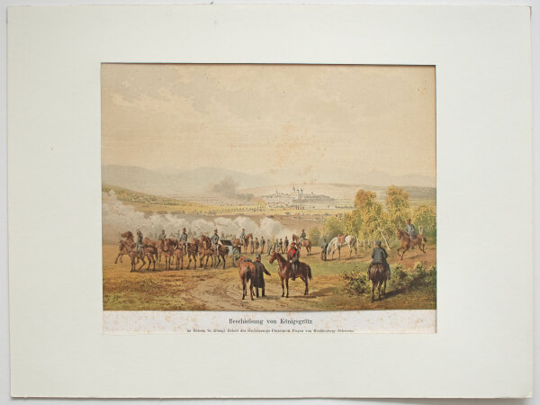 W. Korn, Berlin - Beschiessung von Königgrätz - Farblithografie - 1866