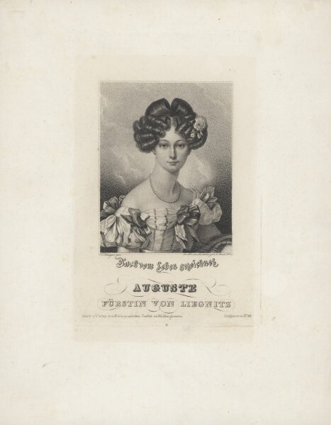 Bibliographisches Institut in Hildburghausen - Auguste von Harrach - Stahlstich - 1837