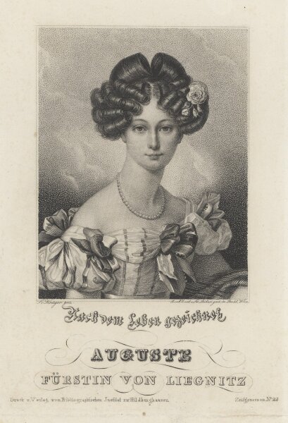 Bibliographisches Institut in Hildburghausen - Auguste von Harrach - Stahlstich - 1837