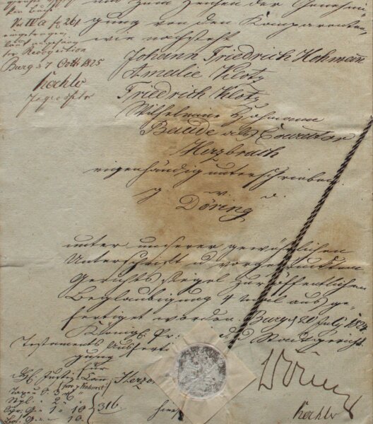 Johann Friedrich Hohmann - Testament Friseur Johann Friedrich Hohmann 1824 - Handschrift - 1824/1825