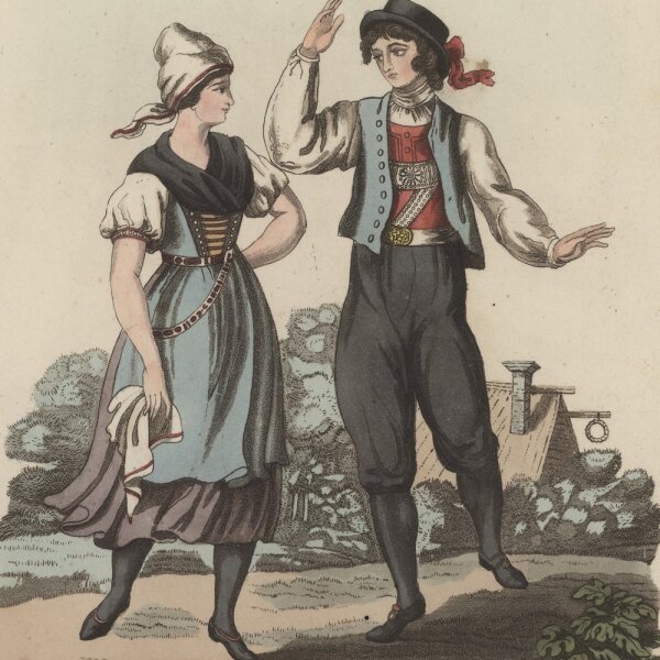 Unbekannter Künstler - Trachten aus Cheb (Böhmen) - Aquatinta - 1823