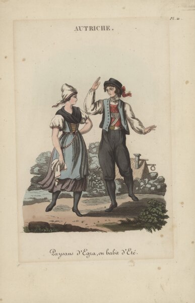 Unbekannter Künstler - Trachten aus Cheb (Böhmen) - Aquatinta - 1823
