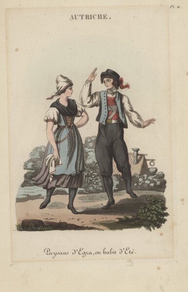 Unbekannter Künstler - Trachten aus Cheb (Böhmen) - Aquatinta - 1823