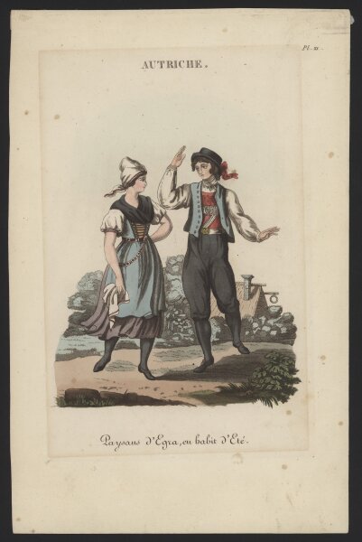 Unbekannter Künstler - Trachten aus Cheb (Böhmen) - Aquatinta - 1823