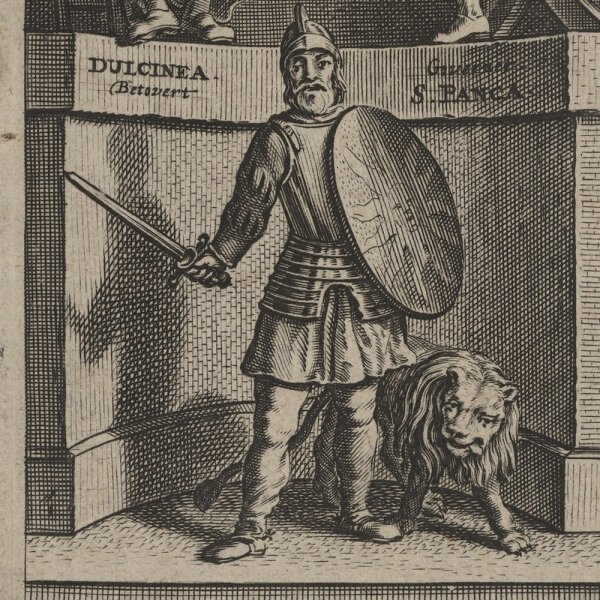 Unbekannter Künstler - Don Quichot und Merlyn u.a. - Kupferstich - 17. Jh.