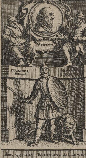 Unbekannter Künstler - Don Quichot und Merlyn u.a. - Kupferstich - 17. Jh.