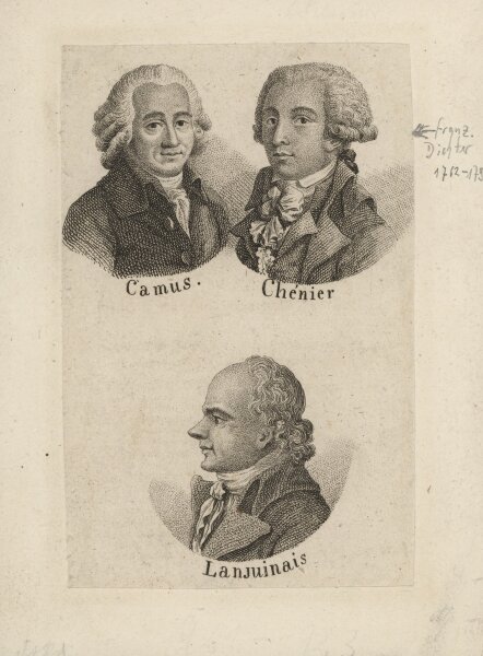 Carl Tschuppik - Camus, Chénier und Lanjuinais - Kupferstich - 1. Hälfte 19. Jh.