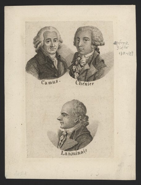 Carl Tschuppik - Camus, Chénier und Lanjuinais - Kupferstich - 1. Hälfte 19. Jh.