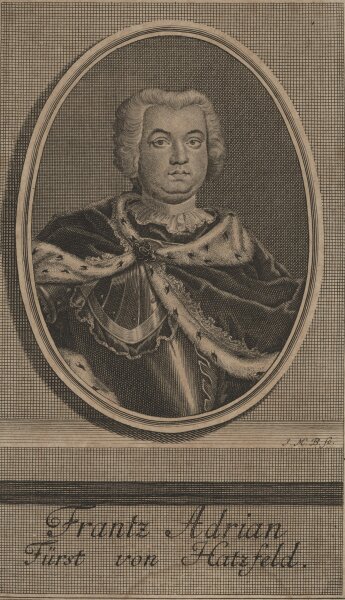 Johann Martin Bernigeroth - Franz Adrian Fürst von Hatzfeld - Kupferstich - 18. Jh.