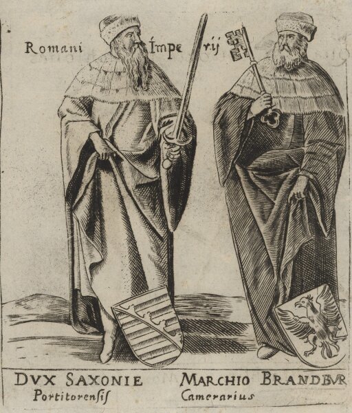 Unbekannter Künstler - Der Fürst von Sachsen und der Markgraf von Brandenburg - Kupferstich - 17. Jh.