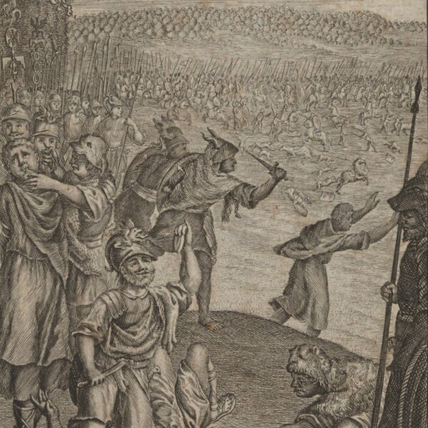 J. Luyken - Die Schlacht bei Philippi - Kupferstich - 18. Jh.