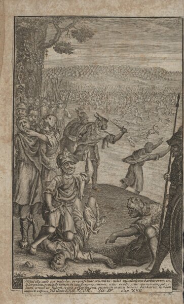 J. Luyken - Die Schlacht bei Philippi - Kupferstich - 18. Jh.