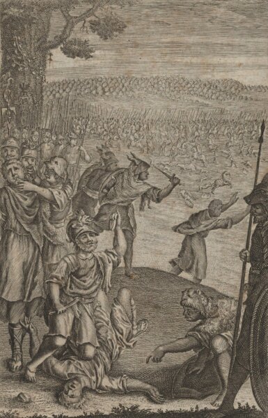 J. Luyken - Die Schlacht bei Philippi - Kupferstich - 18. Jh.